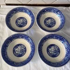 Set of 4 Blue Willow Ware by Royal China Underglaze Dessert / Fruit Bowl